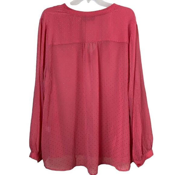 A.N.A Sheer Coral Embellished Blouse Size 1X - Picture 4 of 10